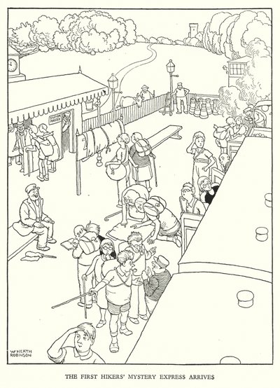 Kuvitus Railway Ribaldrylle, W Heath Robinson (litho) tekijältä William Heath Robinson