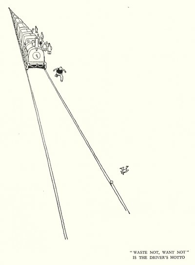 Kuvitus Railway Ribaldrylle, W Heath Robinson (litho) tekijältä William Heath Robinson