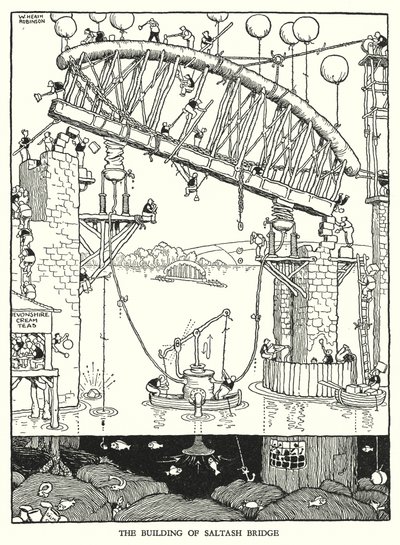 Kuvitus Railway Ribaldrylle, W Heath Robinson (litho) tekijältä William Heath Robinson