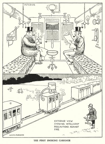 Kuvitus Railway Ribaldrylle, W Heath Robinson (litho) tekijältä William Heath Robinson