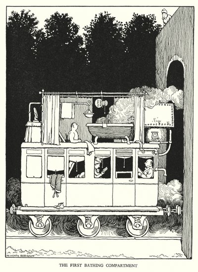 Kuvitus Railway Ribaldrylle, W Heath Robinson (litho) tekijältä William Heath Robinson