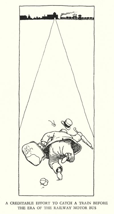 Kuvitus Railway Ribaldrylle, W Heath Robinson (litho) tekijältä William Heath Robinson