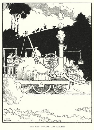 Kuvitus Railway Ribaldrylle, W Heath Robinson (litho) tekijältä William Heath Robinson