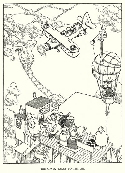Kuvitus Railway Ribaldrylle, W Heath Robinson (litho) tekijältä William Heath Robinson