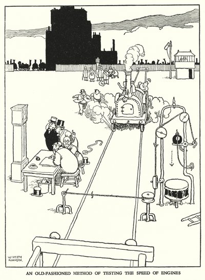 Kuvitus Railway Ribaldrylle, W Heath Robinson (litho) tekijältä William Heath Robinson
