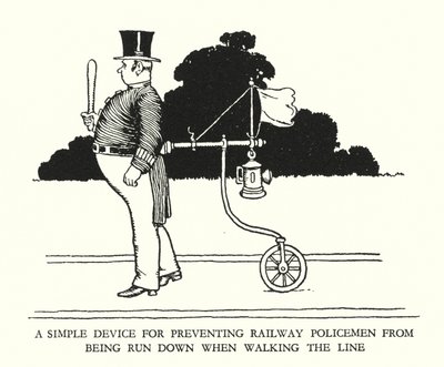 Kuvitus Railway Ribaldrylle, W Heath Robinson (litho) tekijältä William Heath Robinson