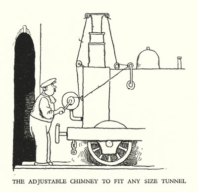 Kuvitus Railway Ribaldrylle, W Heath Robinson (litho) tekijältä William Heath Robinson