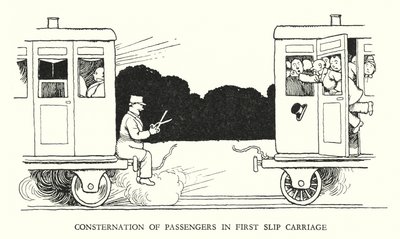 Kuvitus Railway Ribaldrylle, W Heath Robinson (litho) tekijältä William Heath Robinson