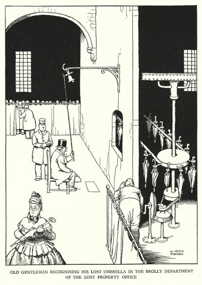 Kuvitus Railway Ribaldrylle, W Heath Robinson (litho) tekijältä William Heath Robinson
