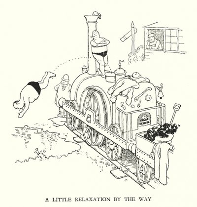 Kuvitus Railway Ribaldrylle, W Heath Robinson (litho) tekijältä William Heath Robinson