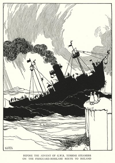 Kuvitus Railway Ribaldrylle, W Heath Robinson (litho) tekijältä William Heath Robinson