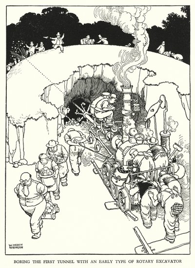 Kuvitus Railway Ribaldrylle, W Heath Robinson (litho) tekijältä William Heath Robinson