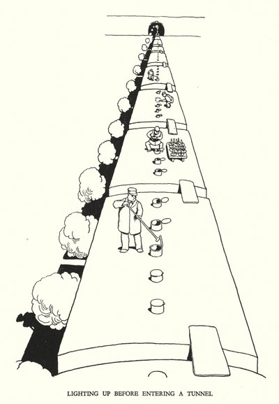 Kuvitus Railway Ribaldrylle, W Heath Robinson (litho) tekijältä William Heath Robinson