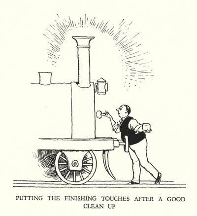 Kuvitus Railway Ribaldrylle, W Heath Robinson (litho) tekijältä William Heath Robinson