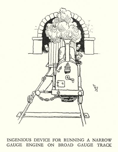 Kuvitus Railway Ribaldrylle, W Heath Robinson (litho) tekijältä William Heath Robinson