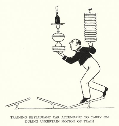 Kuvitus Railway Ribaldrylle, W Heath Robinson (litho) tekijältä William Heath Robinson