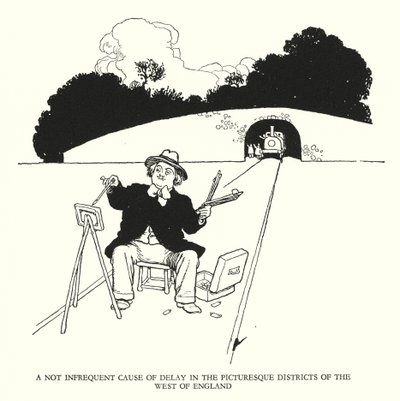 Kuvitus Railway Ribaldrylle, W Heath Robinson (litho) tekijältä William Heath Robinson