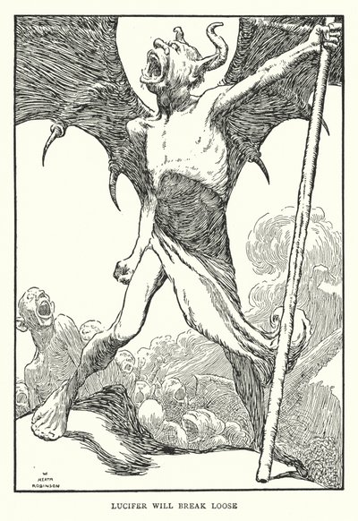 Lucifer irtoaa (litho) tekijältä William Heath Robinson