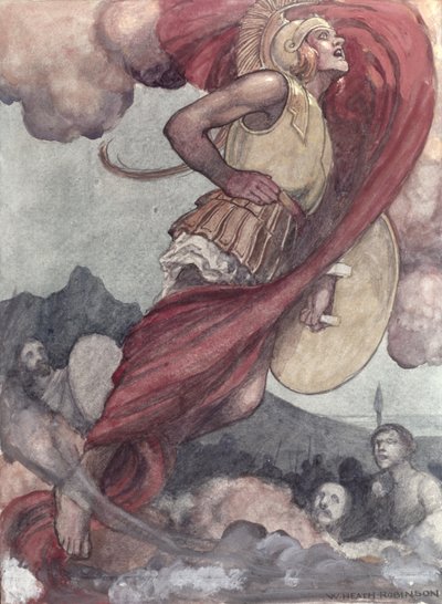 Diomedin haavoittama Mars palaa Olympukseen tekijältä William Heath Robinson
