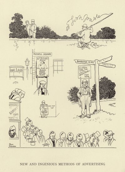 Uusia ja nerokkaita mainontamenetelmiä tekijältä William Heath Robinson