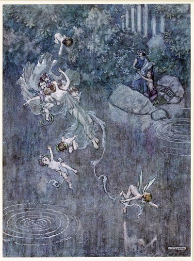 Oberon: ja saa hänet kauniilla Aeglellä murtamaan uskonsa, osoitteesta Kesäyön unelma, pub. 1914 tekijältä William Heath Robinson