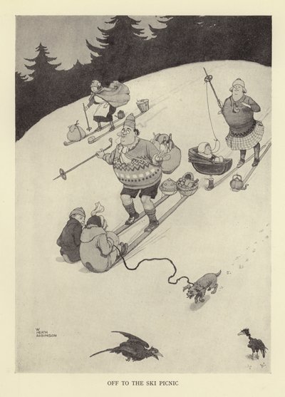 Lähde hiihtopiknikille tekijältä William Heath Robinson