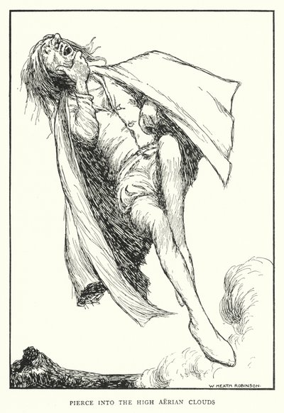 Lävisty korkeisiin ilmapilviin (litho) tekijältä William Heath Robinson
