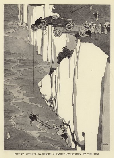 Uhkarohkea yritys pelastaa vuoroveden ohittama perhe tekijältä William Heath Robinson