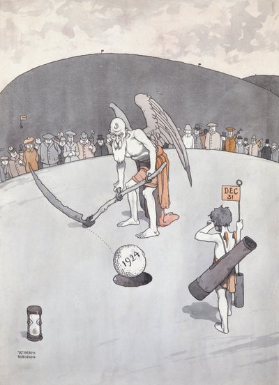 Vanhan reiän poistaminen (kynä ja muste) tekijältä William Heath Robinson