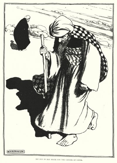 Lähde kiireessä kohti Kiinan pääkaupunkia (kaiverrus) tekijältä William Heath Robinson