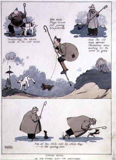Kevään muistiinpanoja - simaissa paimenten kanssa (akvarelli) tekijältä William Heath Robinson