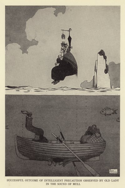 Onnistunut lopputulos älykkäästä varovaisuudesta, jonka vanha rouva havaitsi mullin äänessä tekijältä William Heath Robinson