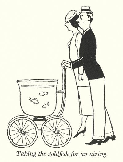 Kultakalan ottaminen tuuletukseen (litho) tekijältä William Heath Robinson