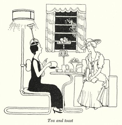 Tee ja paahtoleipä (litho) tekijältä William Heath Robinson