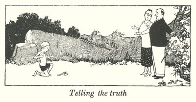 Totuuden kertominen (litho) tekijältä William Heath Robinson