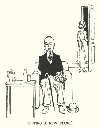 Uuden sulhanen testaus (litho) tekijältä William Heath Robinson