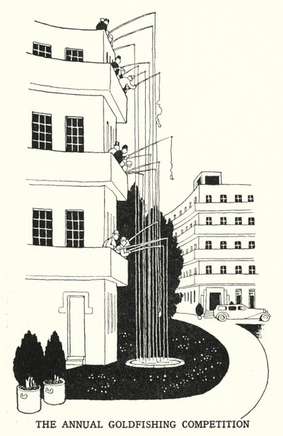 Vuosittainen kultakalastuskilpailu (litho) tekijältä William Heath Robinson