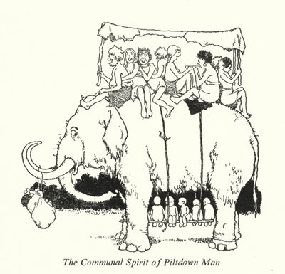 Piltdown Manin yhteisöllinen henki (litho) tekijältä William Heath Robinson