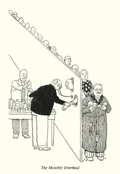 Kuukausittainen peruskorjaus (litho) tekijältä William Heath Robinson