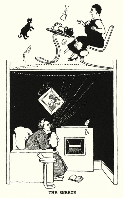 Aivastus (litho) tekijältä William Heath Robinson