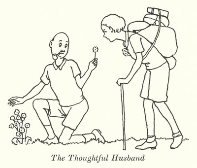Ajatteleva aviomies (litho) tekijältä William Heath Robinson