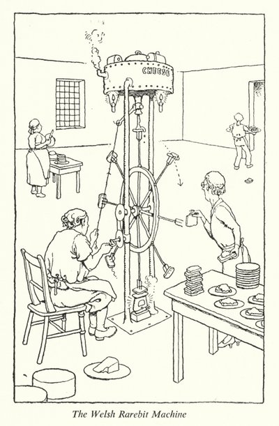 The Welsh Rarebit Machine (litho) tekijältä William Heath Robinson
