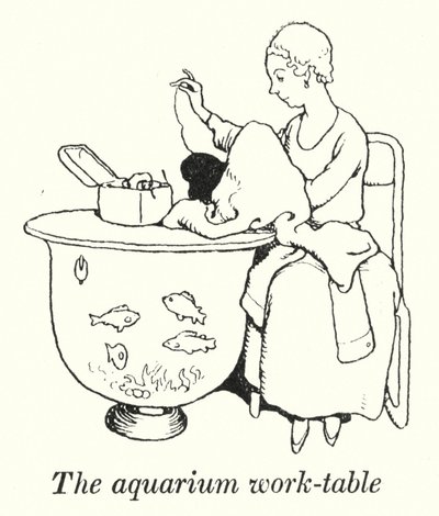 Akvaariotyöpöytä (litho) tekijältä William Heath Robinson