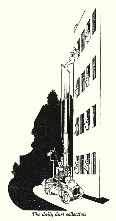 Päivittäinen pölynkeruu (litho) tekijältä William Heath Robinson