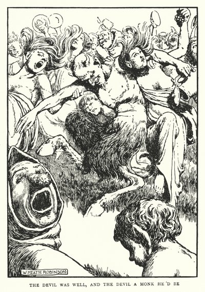 Paholainen voi hyvin, ja paholainen munkki hänestä tulisi (litho) tekijältä William Heath Robinson