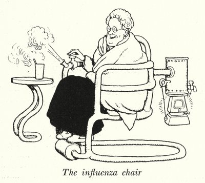 Influenssatuoli (litho) tekijältä William Heath Robinson