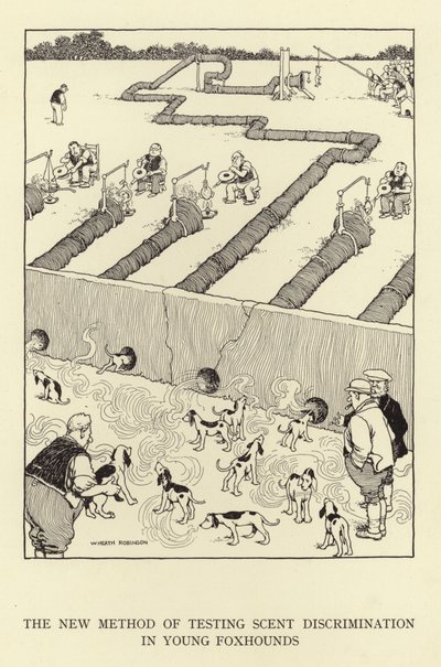 Uusi menetelmä nuorten kettukoirien tuoksuerottelun testaamiseen tekijältä William Heath Robinson