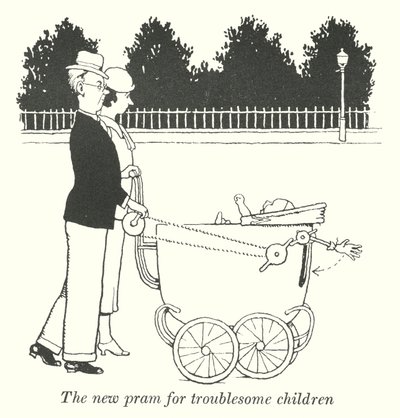 Uudet vaunut vaikeille lapsille (litho) tekijältä William Heath Robinson