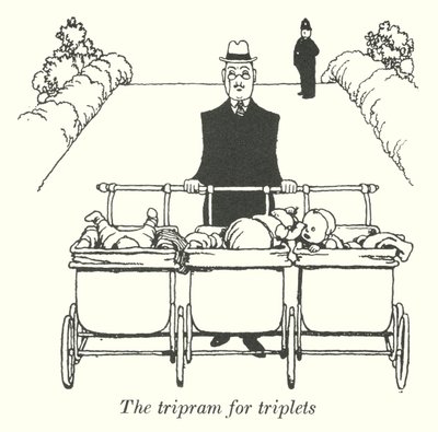 Triprami kolmosille (litho) tekijältä William Heath Robinson