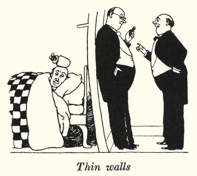 Ohuet seinät (litho) tekijältä William Heath Robinson